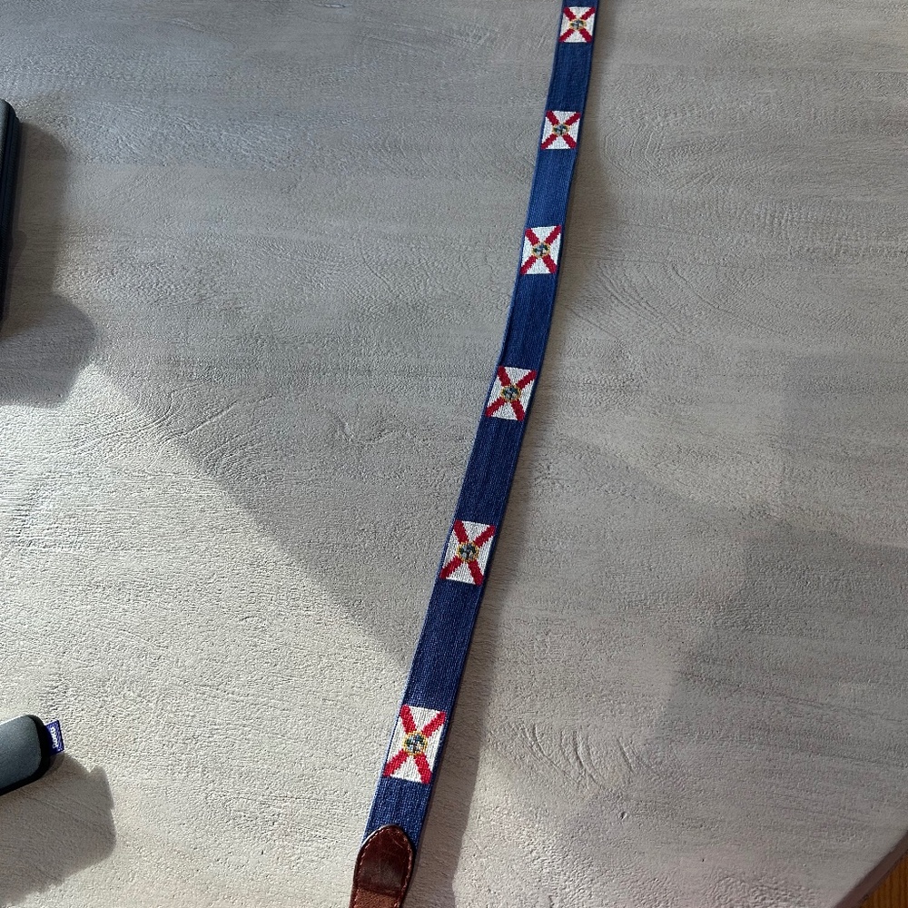 Smathers & Branson needlepoint State of FL flag belt